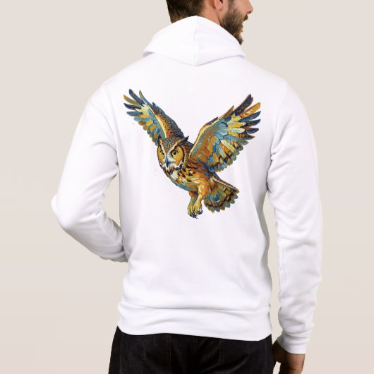 Pull À Capuche Art abstrait de chouette volante avec coup de pinc (Dos)