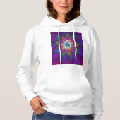 Pull À Capuche Art abstrait fractal de fleurs psychédéliques colo (Devant)