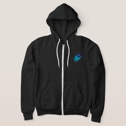 Pull À Capuche Art Bitcoin (Comète - Style 1, Noir) (Poser)