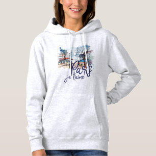 Pull À Capuche Art de la France de calligraphie d'aquarelle de