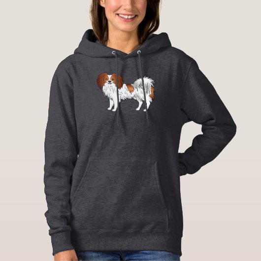 Pull À Capuche Art Phalène noir et blanc pour les amateurs de chi (Devant)