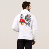 Pull À Capuche Astronaute avec fusée dessin animé art spatial (Dos entier)