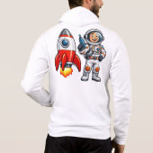 Pull À Capuche Astronaute avec fusée dessin animé art spatial (Dos)