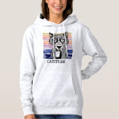 Pull À Capuche Attitude de chat "Catitude" Pullover, Funny Chat M (Devant)