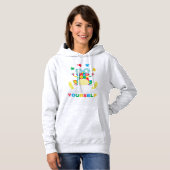 Pull À Capuche Attrapez cette mignonne grenouille puzzle Osez êtr (Devant entier)