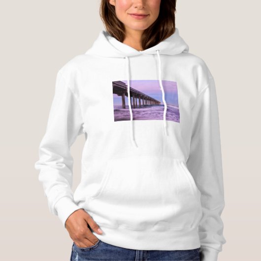 Pull À Capuche Aube violette sur la jetée, Californie (Devant)