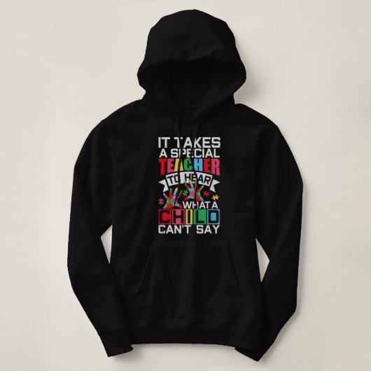Pull À Capuche Autisme Enseignant Puzzle Pièce Spéciale Enfants F (Design devant)