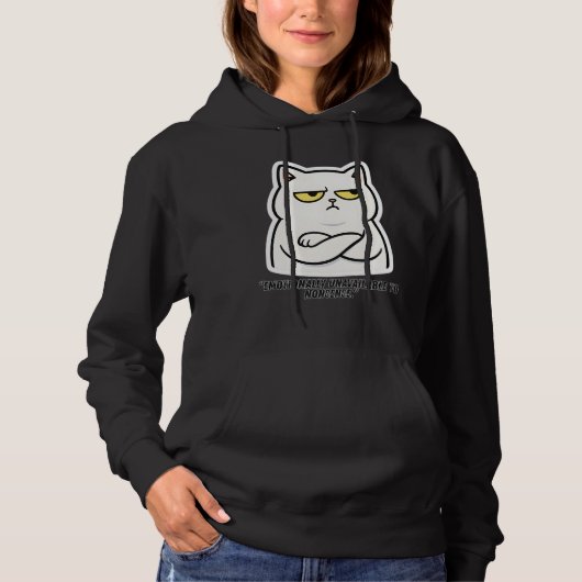 Pull À Capuche Autocollant Chat Sassy – Émotionnellement Indispon (Devant)