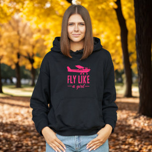 Pull À Capuche Avion Rose Voler Comme Une Fille Mignon Amusant Av