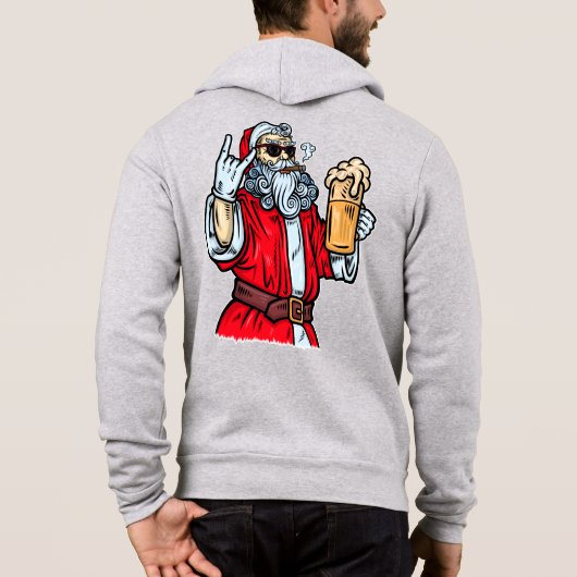 Pull À Capuche Bad Père Noël, Rock, Bière et Cigar (Dos)