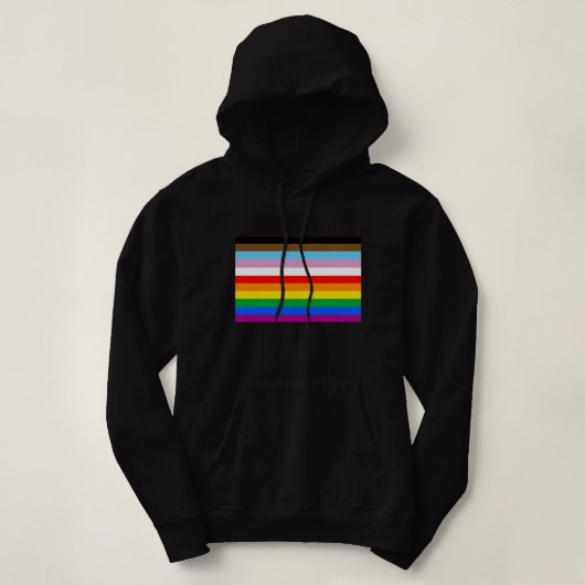 Pull À Capuche Bandes du drapeau de progrès LGBTQ+ (Design devant)