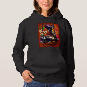 Pull À Capuche Baskets et marguerites Impressionniste Orange Blan