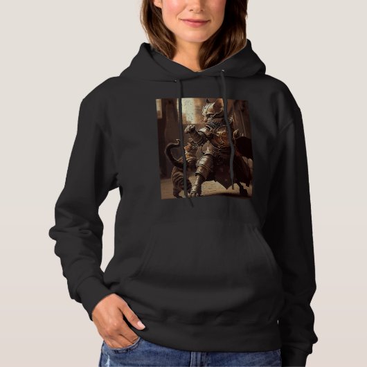Pull À Capuche Bataille de chats Steampunk (Devant)