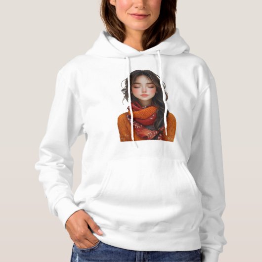 Pull À Capuche Beauté sereine - Paix intérieure Portrait illustré (Devant)