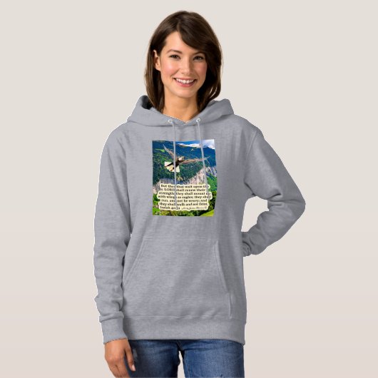 Pull À Capuche Belle Écriture d'aigle Isaïe 40:31 (Devant entier)