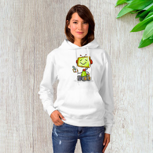 Pull À Capuche Belle Robot Rétro Cartoon Amusant IA Tech Art numé