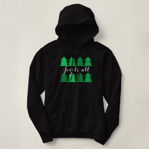 Pull À Capuche Belles rangées d'arbres de Noël verts Joie à tous
