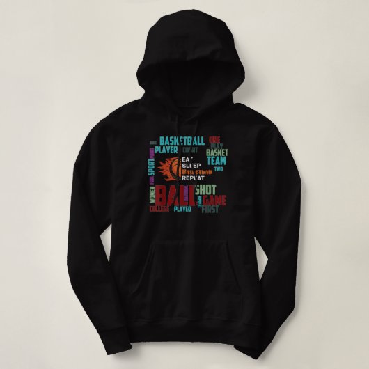 Pull À Capuche Black Basketball Stuff Coach Joueur Équipe Manger (Design devant)