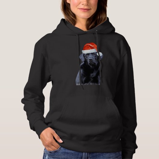 Pull À Capuche Black Labrador Christmas Cute Santa Dog (Devant)