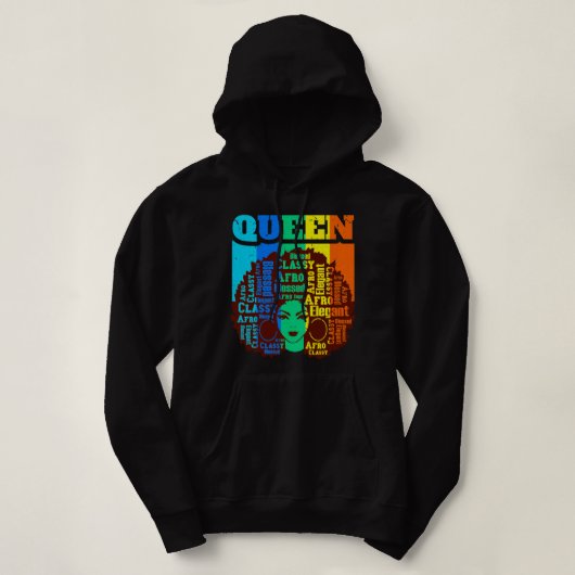 Pull À Capuche Black Queen Melanin Magie Sista Femme Queens Brown (Design devant)
