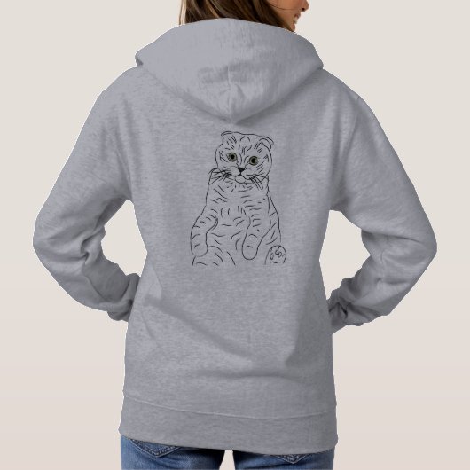 Pull À Capuche Black@White Repos de chat pour femme gris (Dos)