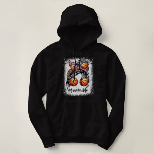 Pull À Capuche Bleached Basketball Grandma Life Messy Bun Jeu Da (Design devant)