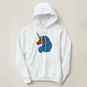 Pull À Capuche Bleu Afro Unicorn