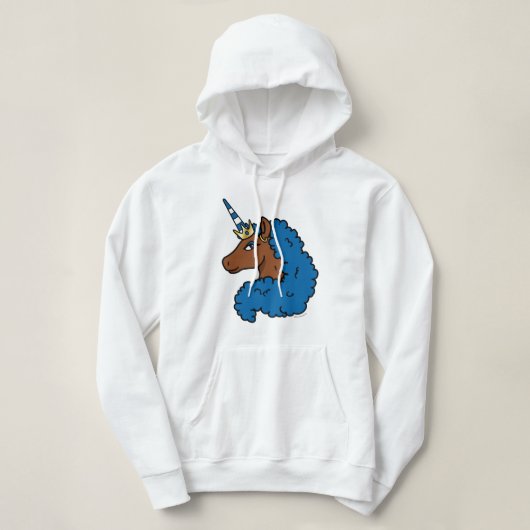Pull À Capuche Bleu Afro Unicorn (Design devant)