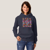 Pull À Capuche Bleu clair Bleu Blanc Vert Floral Art Noël (Devant entier)