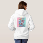 Pull À Capuche Blue Budgie Aquarelle Rouge Roses art floral (Dos entier)