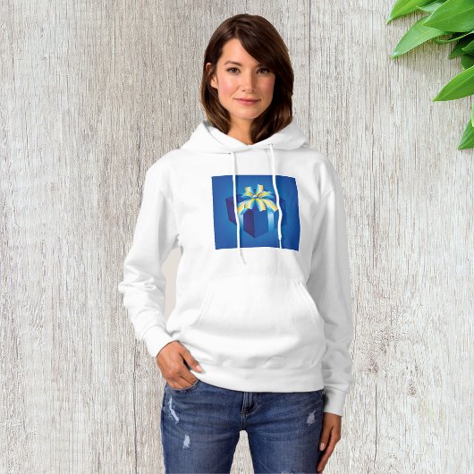 Pull À Capuche Boîte cadeau bleu avec ruban jaune et Aqua