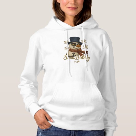Pull À Capuche Bonhomme de neige pailleté SnowBuddy (Devant)