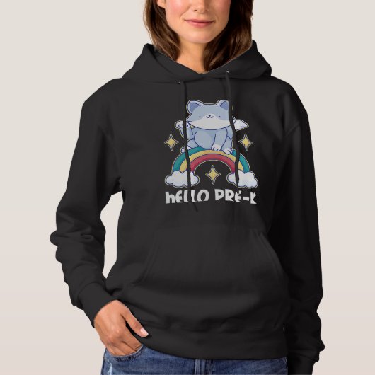 Pull À Capuche Bonjour Pré K avec Cat pour l'école (Devant)