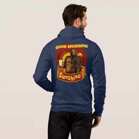 Pull À Capuche Bonjour Soleil Bigfoot Café Humour Art (Dos entier)