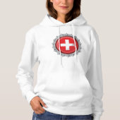 Pull À Capuche Bouchon de bouteille de drapeau suisse rouge et cr (Devant)