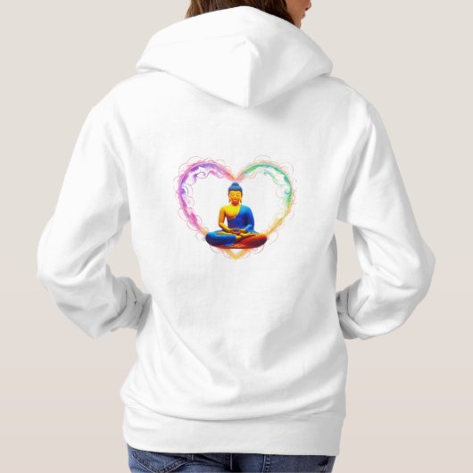 Pull À Capuche Bouddha de Saint Valentin - Amour, Paix & Sérénité (Dos)