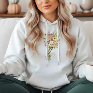 Pull À Capuche Bouquet de fleurs sauvages en forme de squelette f