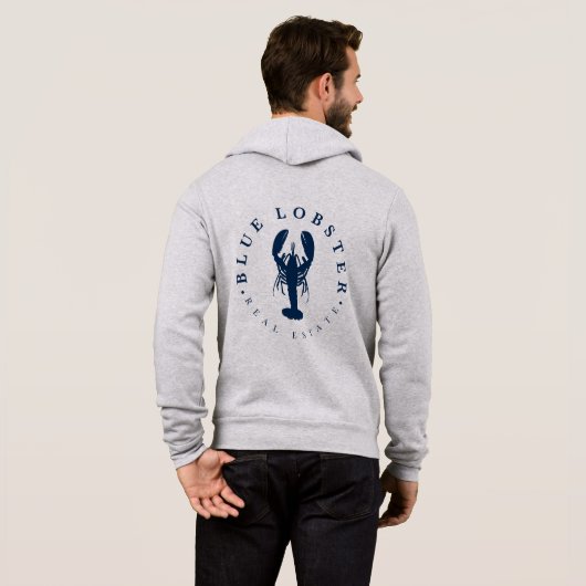 Pull À Capuche Bouton Immobilier Homard Bleu (Dos entier)