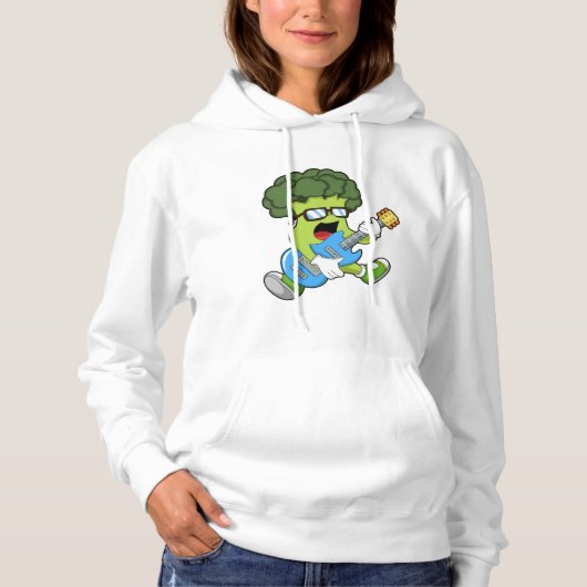 Pull À Capuche Brocoli comme musicien avec guitare (Devant)