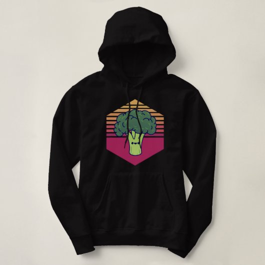 Pull À Capuche Brocoli Kawaii Vintage (Design devant)