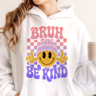 Pull À Capuche Bruh Be Kind Happy Face Beanie Dégradé Pastel