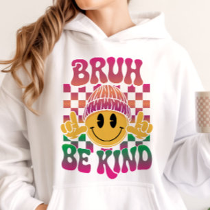 Pull À Capuche Bruh Be Kind Happy Face Beanie Magenta Vert