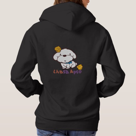 Pull À Capuche bubu et guagua (apso de Lhasa et petit poulet) (Dos)