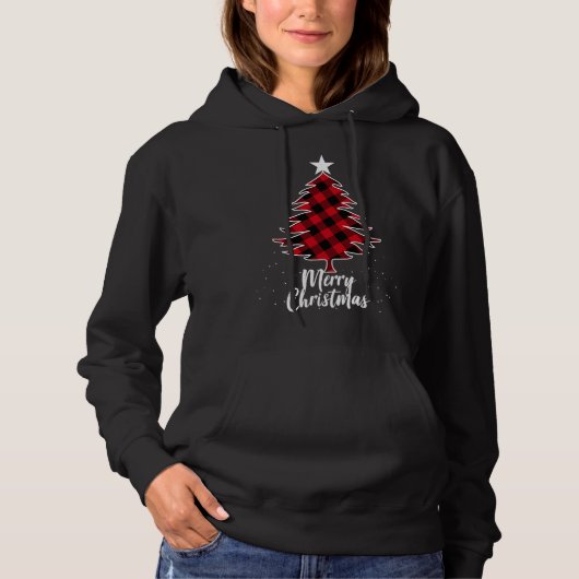 Pull À Capuche Buffalo Plaid Christmas Tree (Devant)