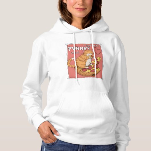 Pull À Capuche Cadeau d'amant de chat drôle J'adore beaucoup (Devant)