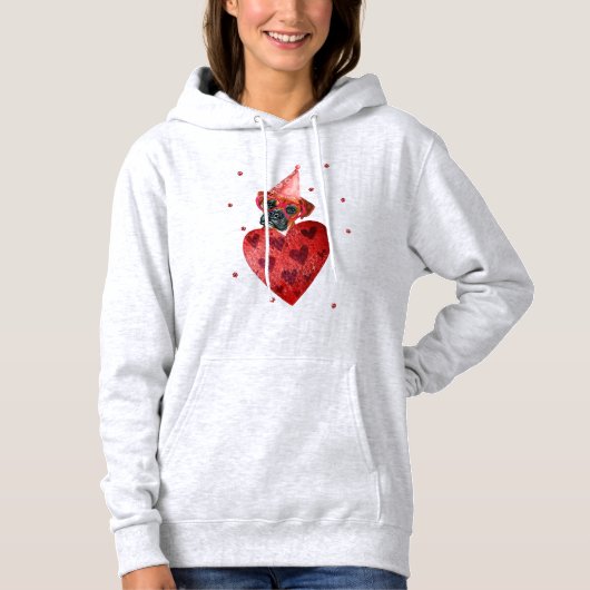 Pull À Capuche Cadeau de la Saint-Valentin Boxer Chien (Devant)