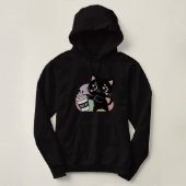 Pull À Capuche Café chat noir ( décaf ) (Design devant)