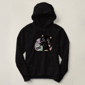 Pull À Capuche Café chat noir (décaféiné) (Design devant)