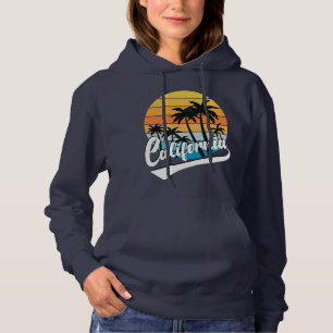 Pull À Capuche California Retro Sunset Navy Sweat-shirt pour femm