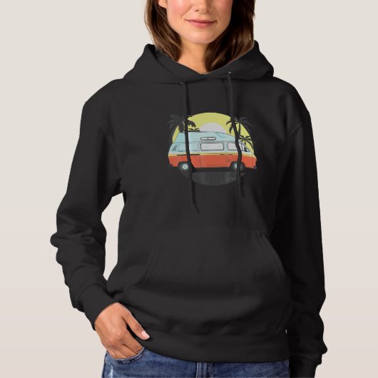 Pull À Capuche Camper Van Camping Hommes Femmes Retro Soleil les (Devant)